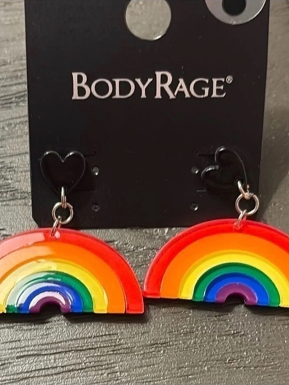 NWT Spencer's Body Rage Pride Earrings Bundle - Rainbow & Queer Heart 2-Pair Set